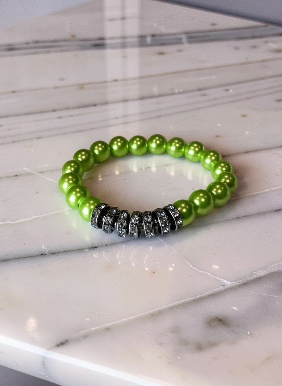 Rhinestones and Beads Stretch Bracelet